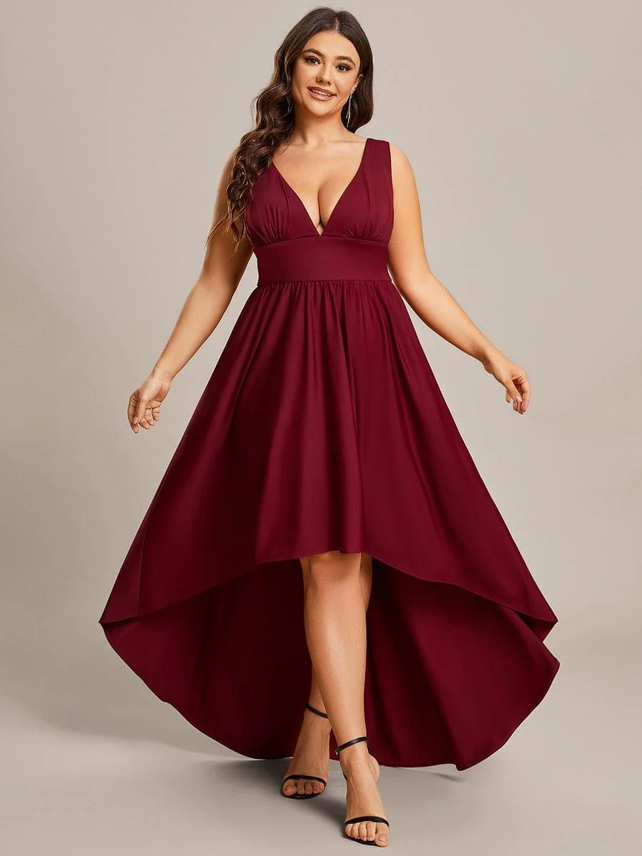 Plus Size Elegant High-Low Sleeveless Empire Waist Evening Dress(Final Sale) - Image 21