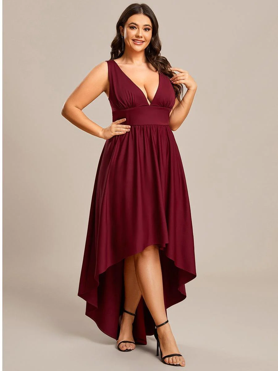 Plus Size Elegant High-Low Sleeveless Empire Waist Evening Dress(Final Sale) - Image 22