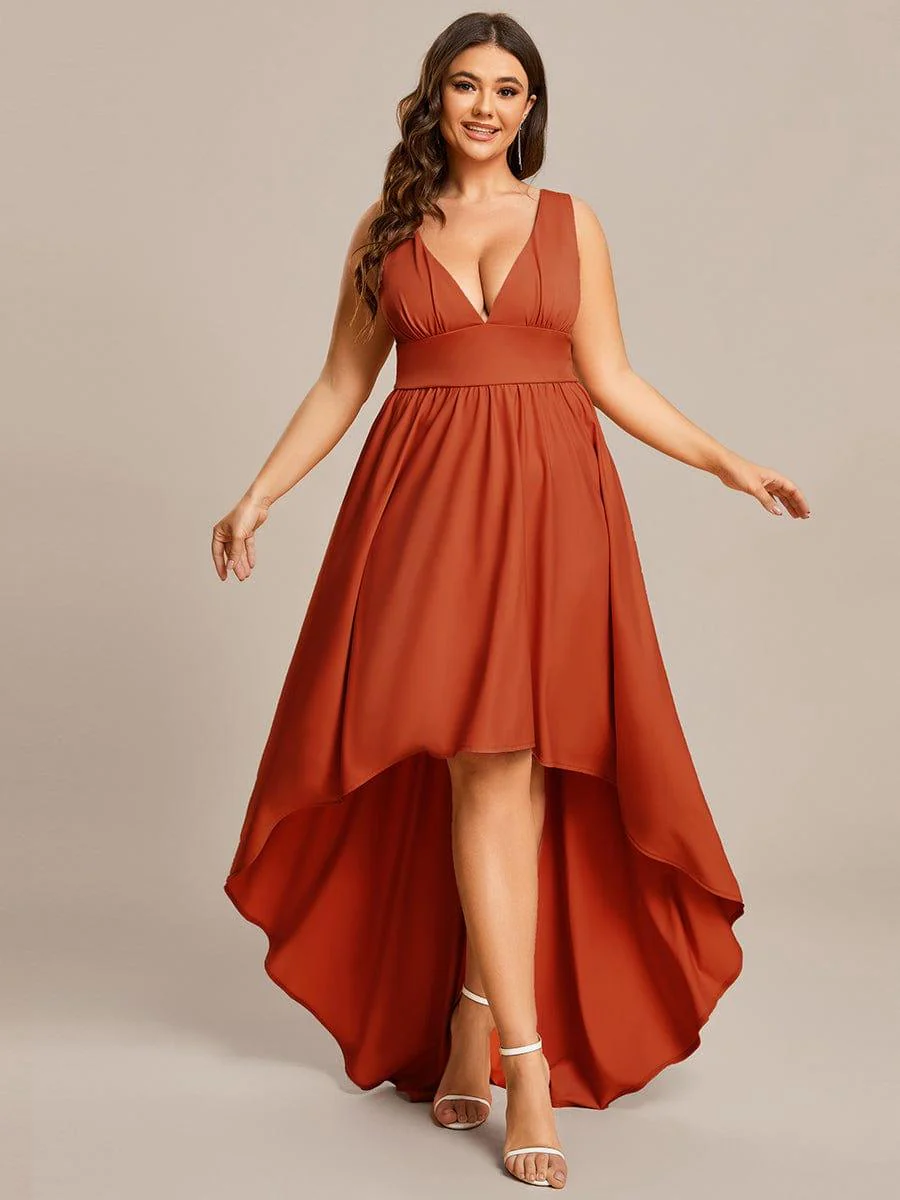 Plus Size Elegant High-Low Sleeveless Empire Waist Evening Dress(Final Sale) - Image 23