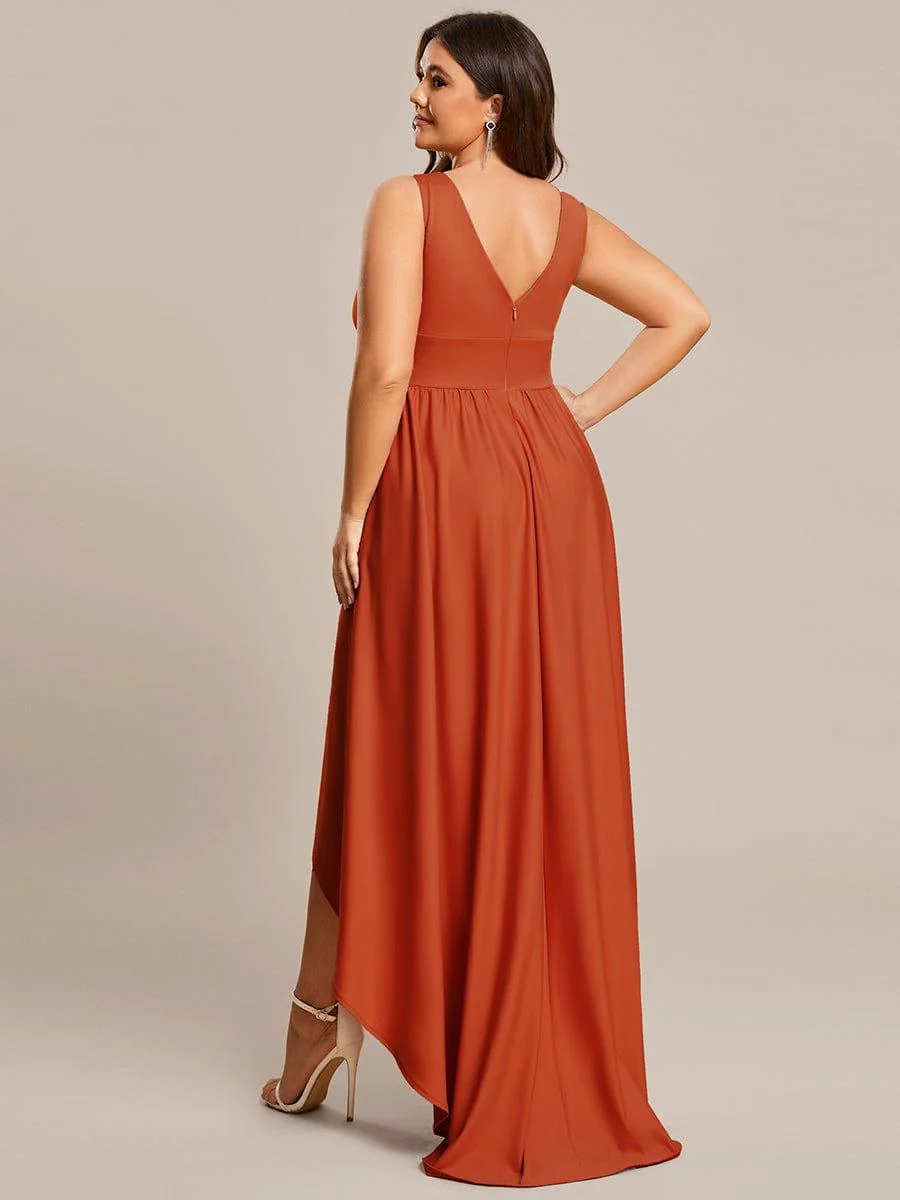 Plus Size Elegant High-Low Sleeveless Empire Waist Evening Dress(Final Sale) - Image 24