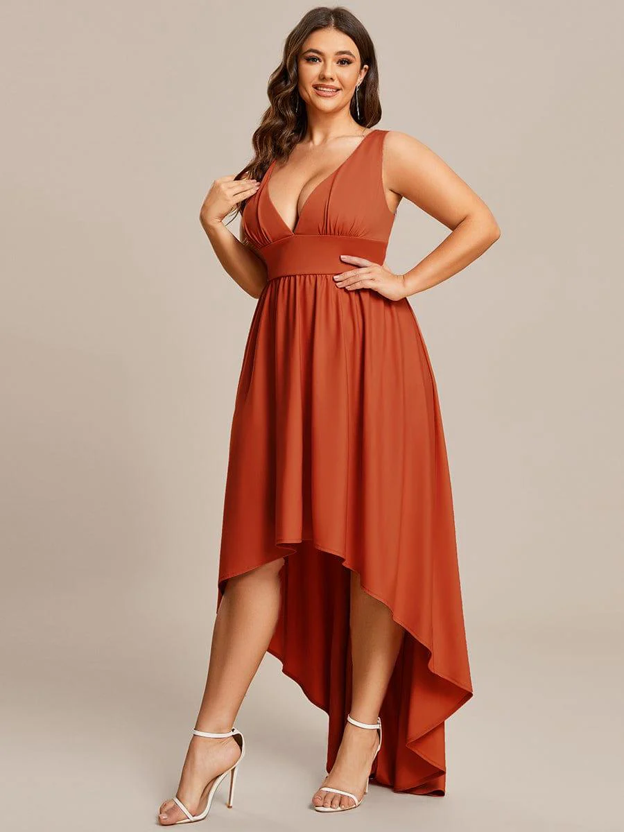 Plus Size Elegant High-Low Sleeveless Empire Waist Evening Dress(Final Sale) - Image 26