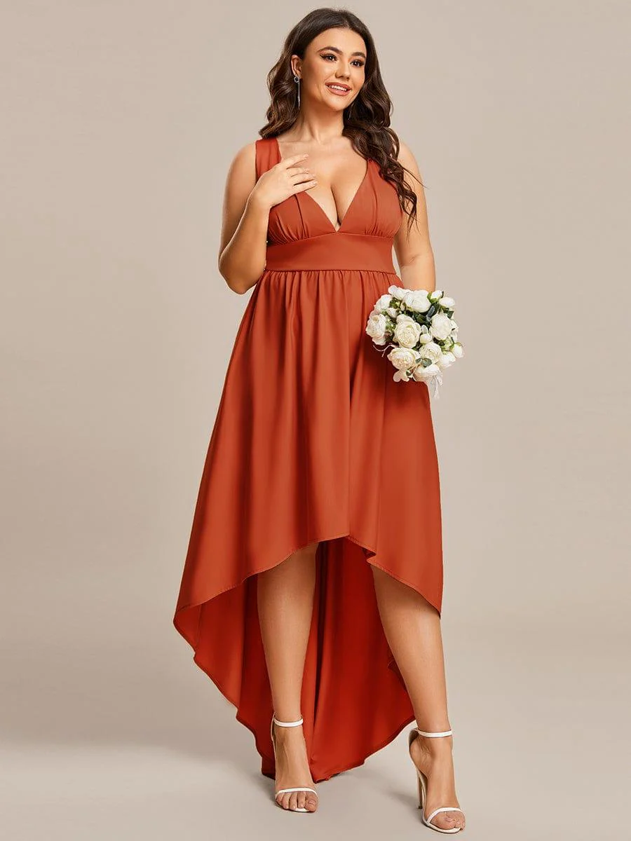 Plus Size Elegant High-Low Sleeveless Empire Waist Evening Dress(Final Sale) - Image 27
