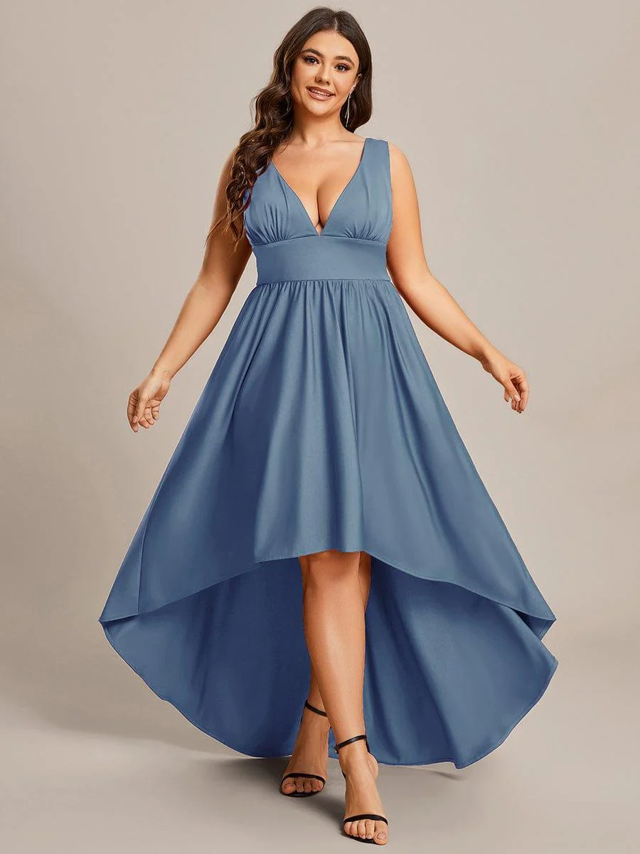 Plus Size Elegant High-Low Sleeveless Empire Waist Evening Dress(Final Sale) - Image 28