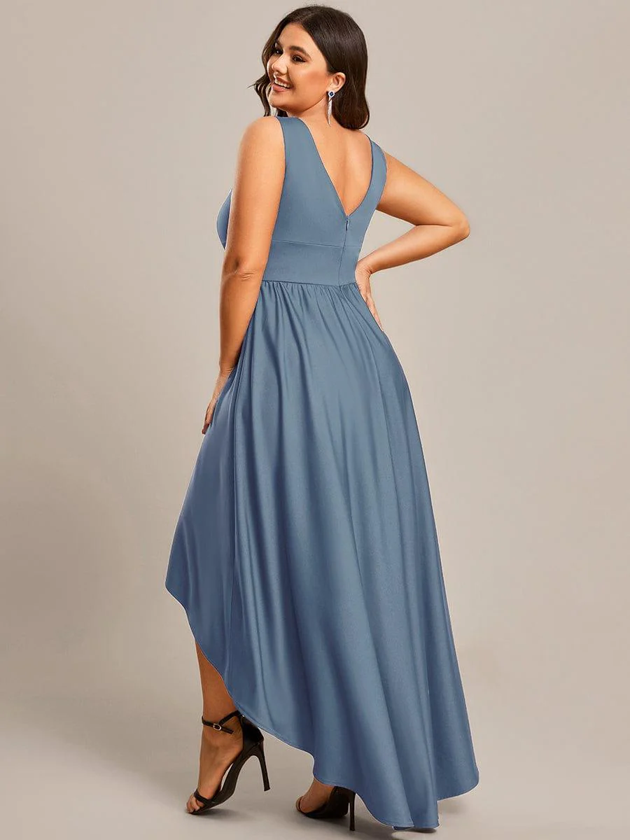Plus Size Elegant High-Low Sleeveless Empire Waist Evening Dress(Final Sale) - Image 29