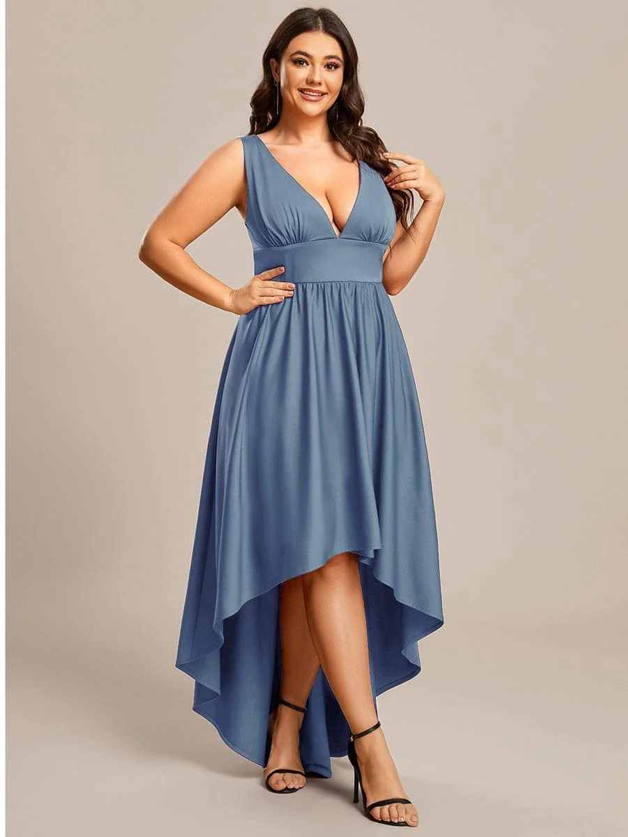 Plus Size Elegant High-Low Sleeveless Empire Waist Evening Dress(Final Sale) - Image 31