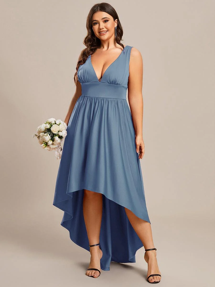 Plus Size Elegant High-Low Sleeveless Empire Waist Evening Dress(Final Sale) - Image 32
