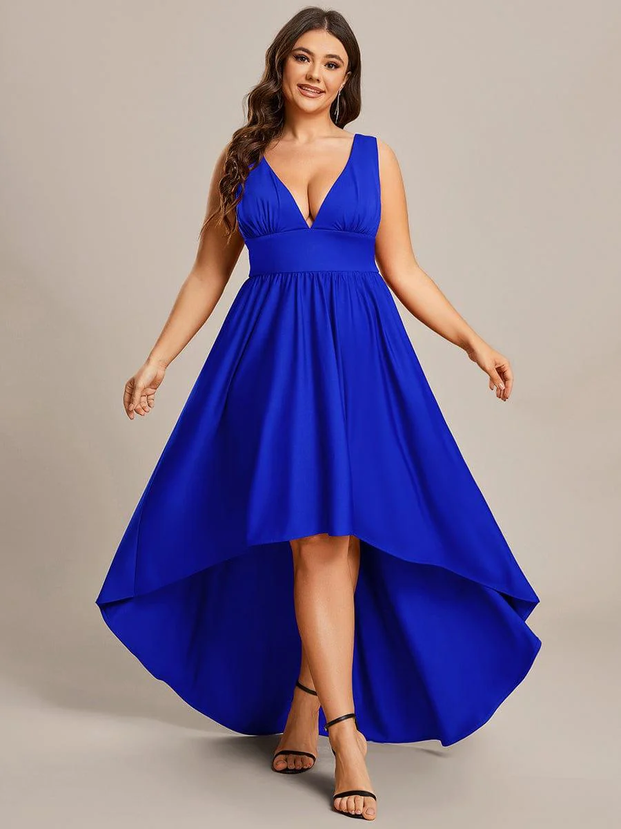 Plus Size Elegant High-Low Sleeveless Empire Waist Evening Dress(Final Sale) - Image 33