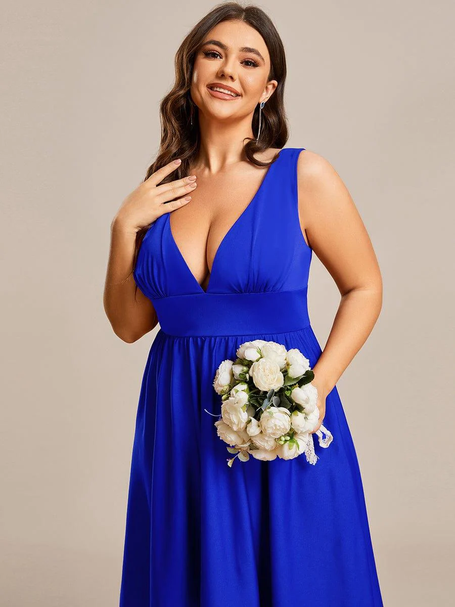 Plus Size Elegant High-Low Sleeveless Empire Waist Evening Dress(Final Sale) - Image 35