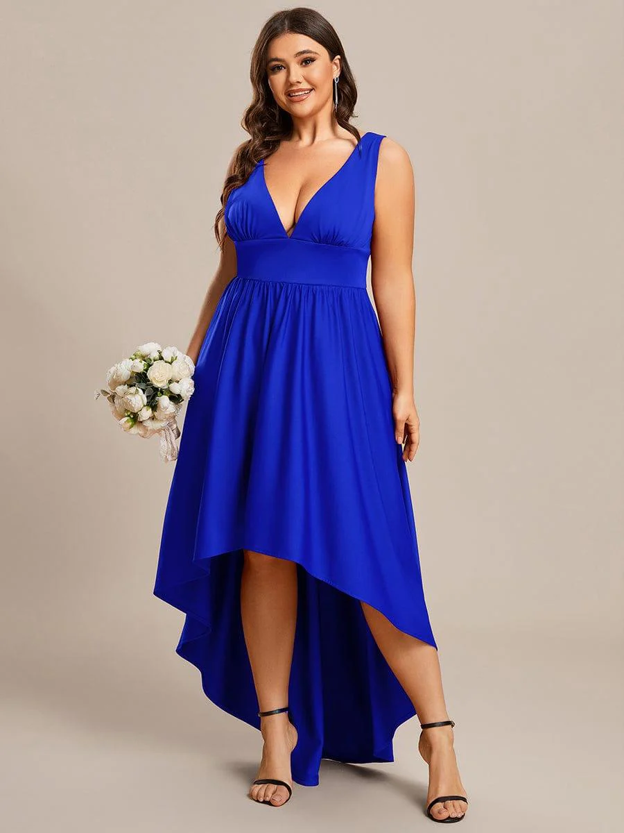 Plus Size Elegant High-Low Sleeveless Empire Waist Evening Dress(Final Sale) - Image 36