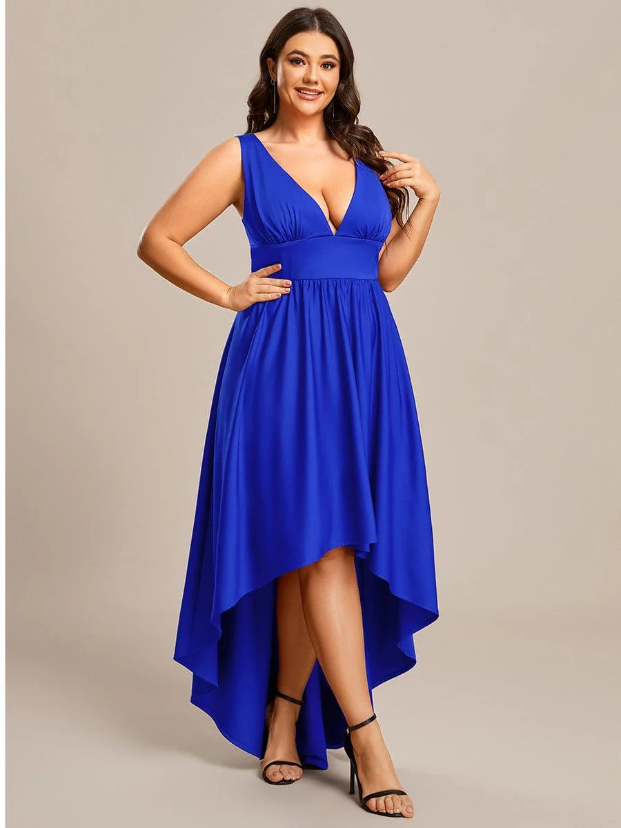 Plus Size Elegant High-Low Sleeveless Empire Waist Evening Dress(Final Sale) - Image 37