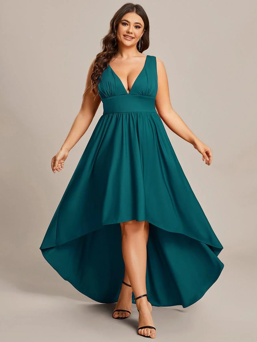 Plus Size Elegant High-Low Sleeveless Empire Waist Evening Dress(Final Sale) - Image 38