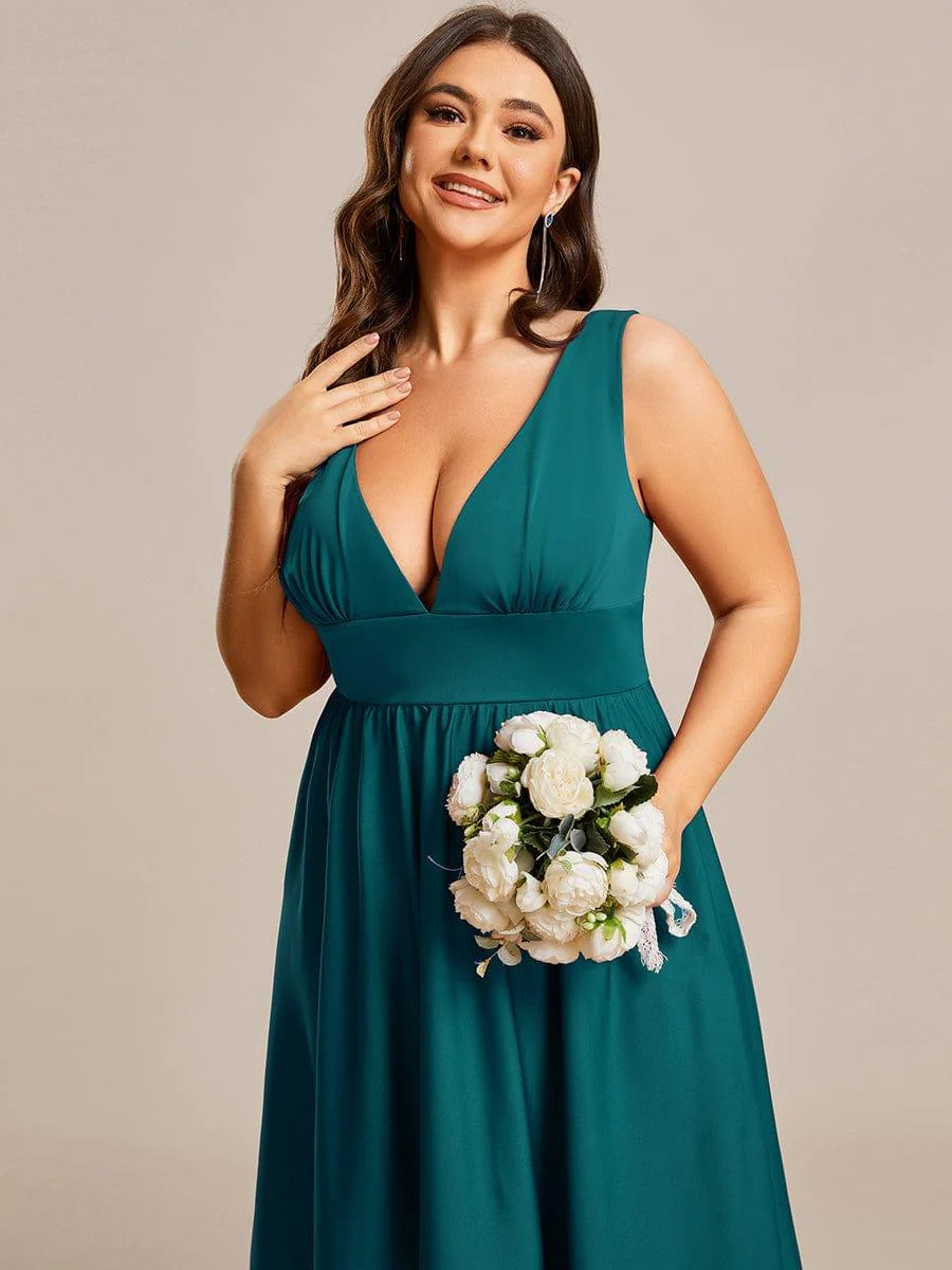 Plus Size Elegant High-Low Sleeveless Empire Waist Evening Dress(Final Sale) - Image 40