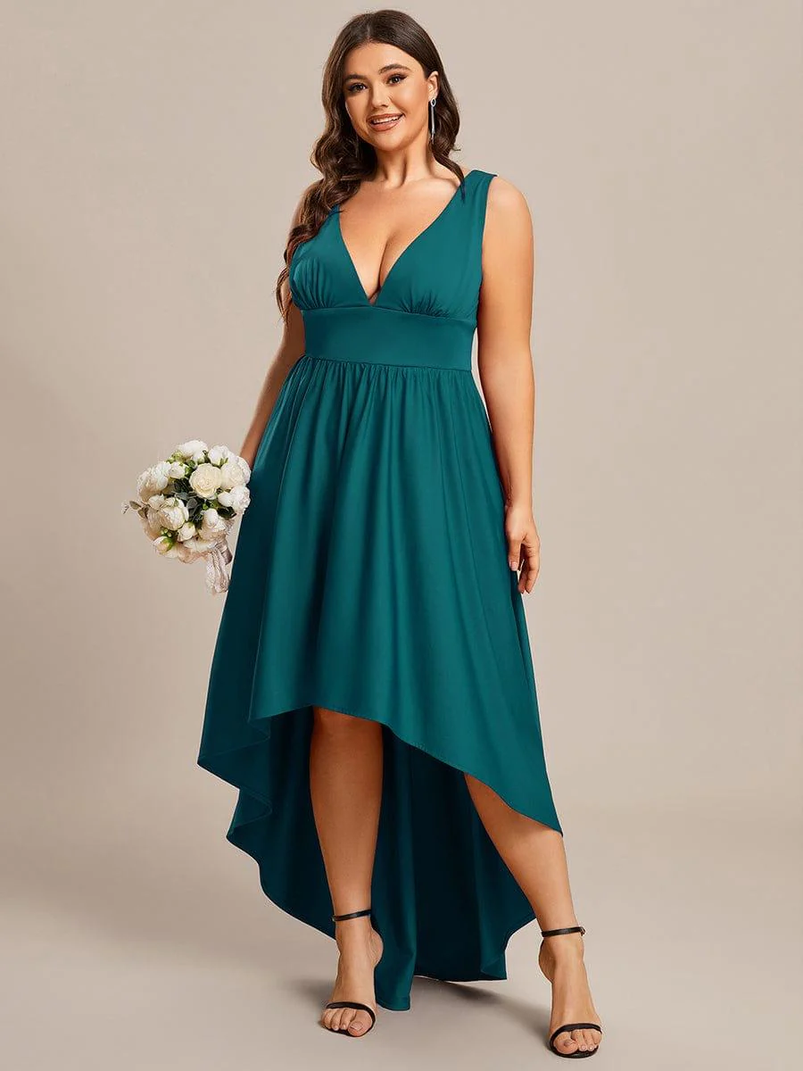 Plus Size Elegant High-Low Sleeveless Empire Waist Evening Dress(Final Sale) - Image 41