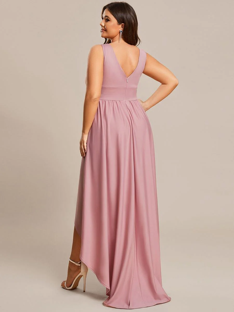 Plus Size Elegant High-Low Sleeveless Empire Waist Evening Dress(Final Sale) - Image 9
