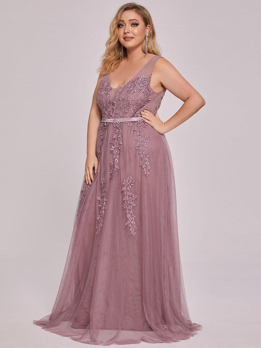 Plus Size Elegant Sleeveless Applique Flowy Tulle Evening Dress(Final Sale) - Image 18