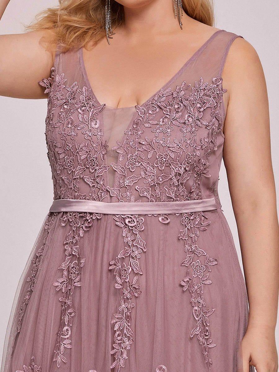 Plus Size Elegant Sleeveless Applique Flowy Tulle Evening Dress(Final Sale) - Image 19