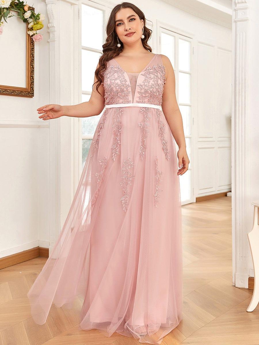 Plus Size Elegant Sleeveless Applique Flowy Tulle Evening Dress(Final Sale) - Image 21