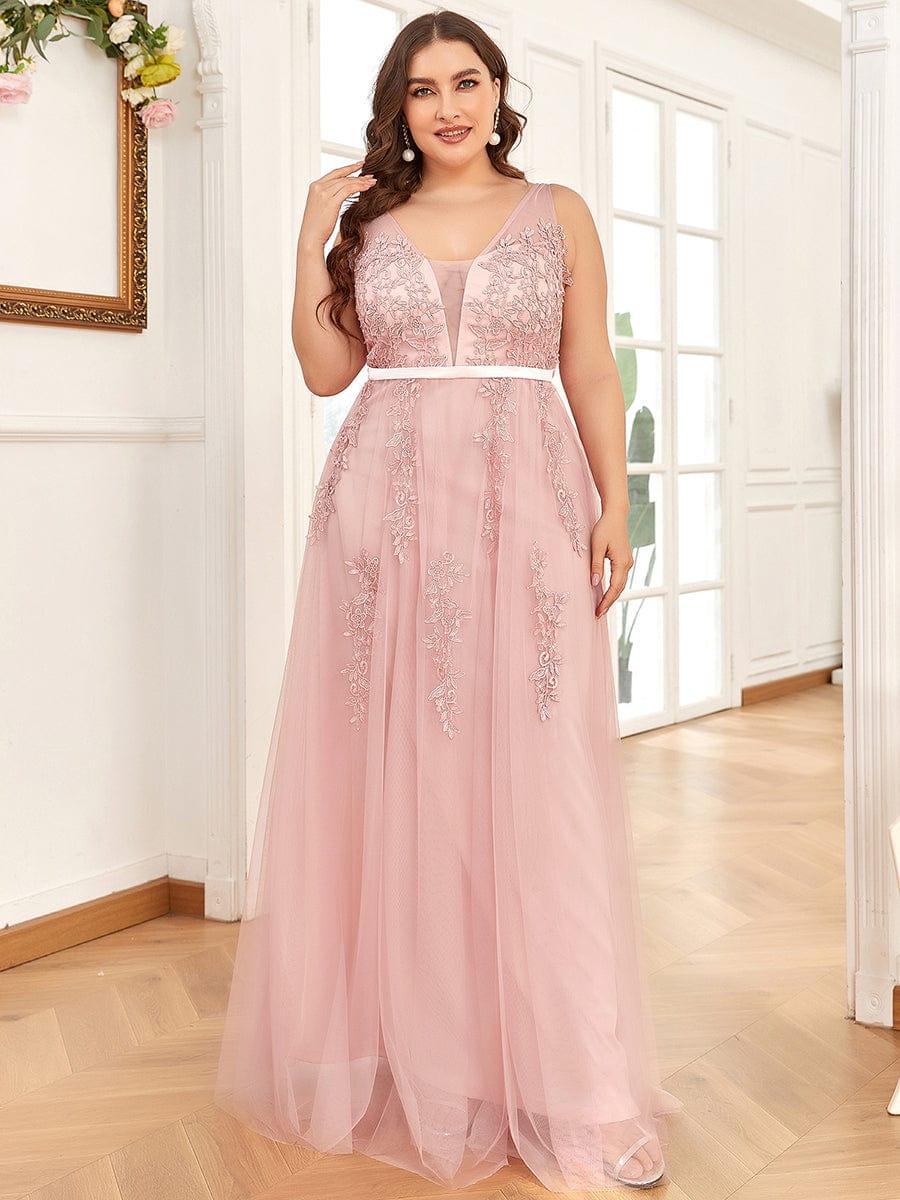 Plus Size Elegant Sleeveless Applique Flowy Tulle Evening Dress(Final Sale) - Image 23