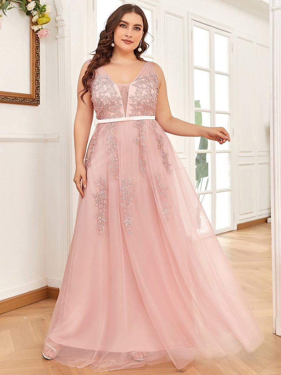 Plus Size Elegant Sleeveless Applique Flowy Tulle Evening Dress(Final Sale) - Image 24