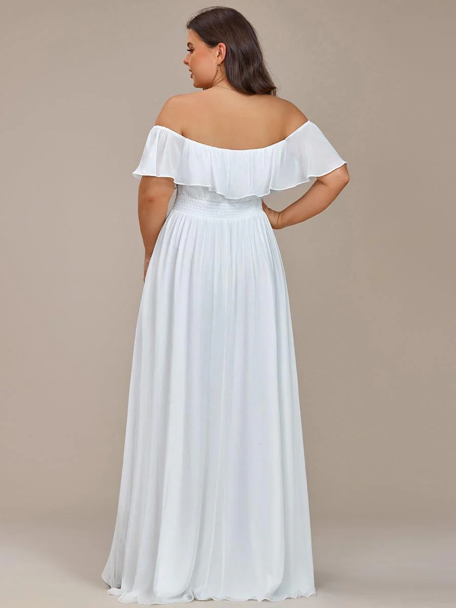 Plus Size Flowy Chiffon High-Low Off The Shoulder Bridesmaid Dress(Final Sale) - Image 28