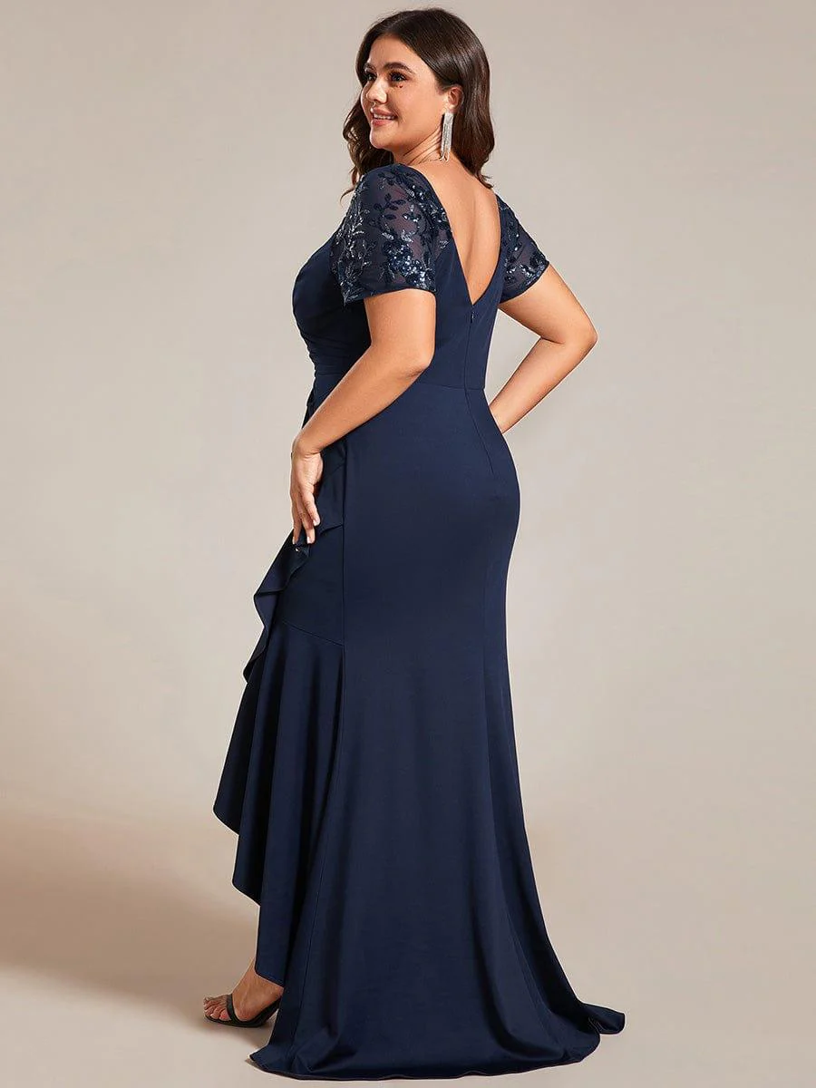 Plus Size High-Low V-Neck Bodycon Fishtail Evening Dresses - Image 12
