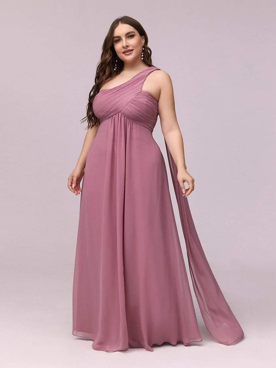 pretty ANAYA|Plus Size Chiffon One Shoulder Maxi Evening Dresses(Final Sale) - Image 10