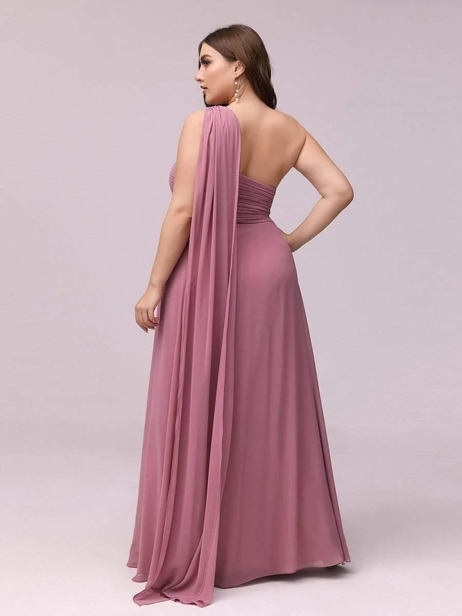 pretty ANAYA|Plus Size Chiffon One Shoulder Maxi Evening Dresses(Final Sale) - Image 11