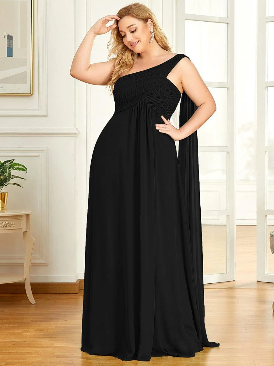 pretty ANAYA|Plus Size Chiffon One Shoulder Maxi Evening Dresses(Final Sale) - Image 26