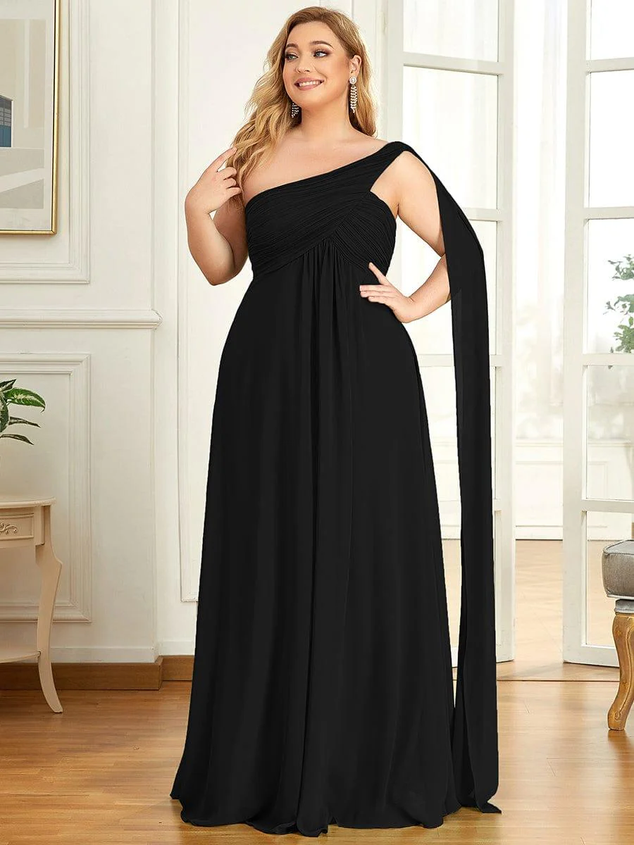 pretty ANAYA|Plus Size Chiffon One Shoulder Maxi Evening Dresses(Final Sale) - Image 27