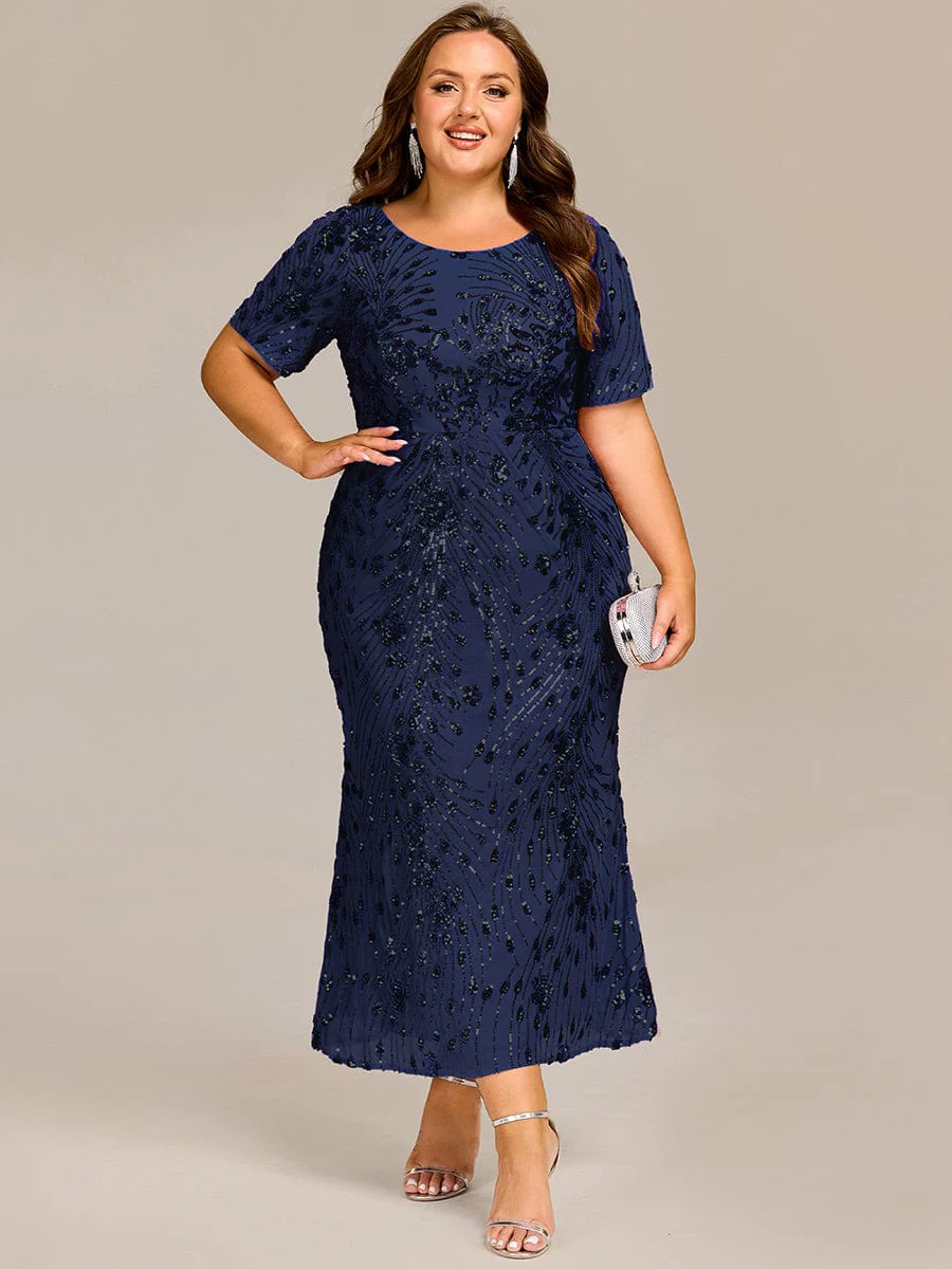 pretty HAYLEN|Plus Size Pleated Sequin Evening Dress - Image 27