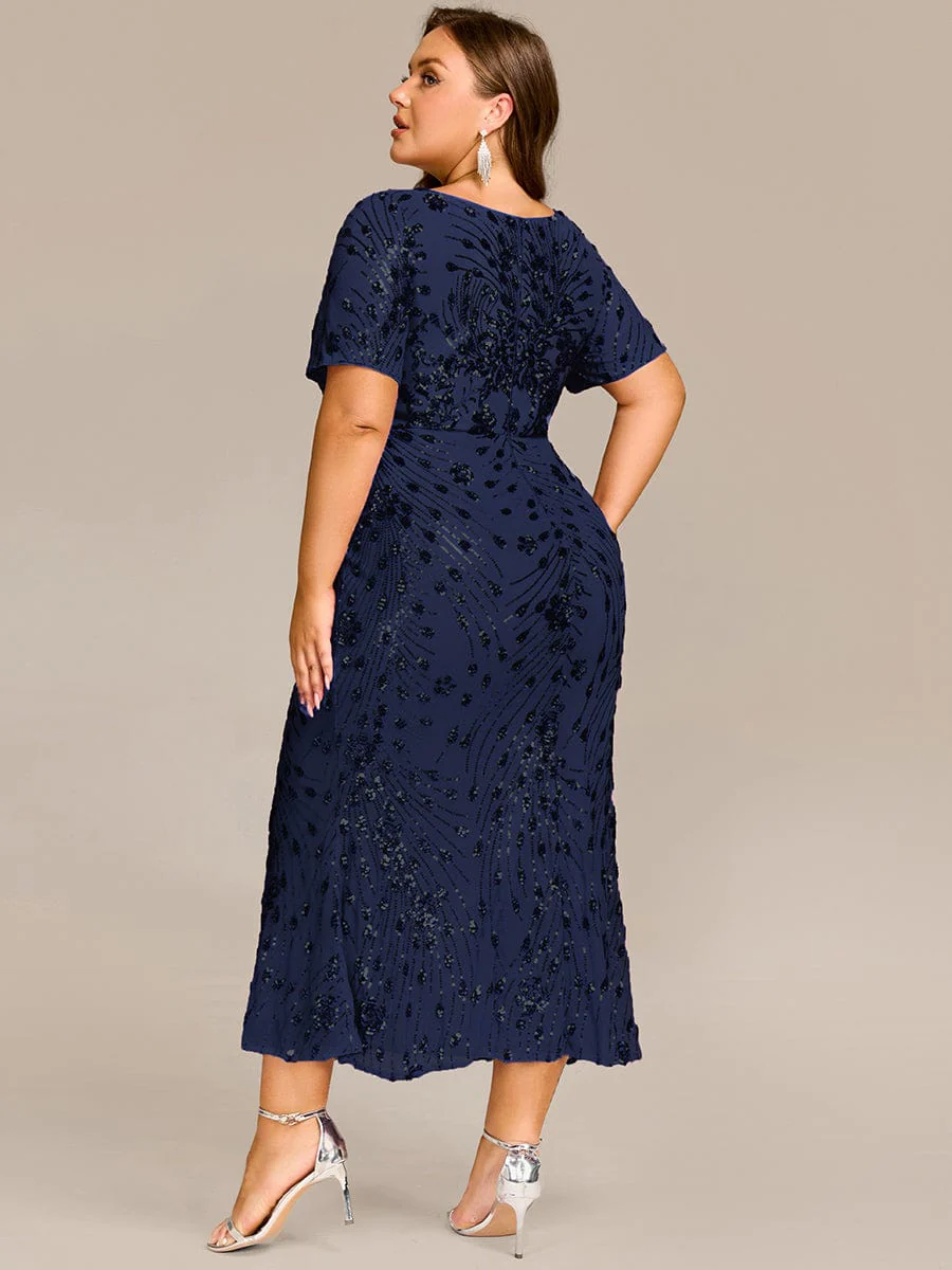 pretty HAYLEN|Plus Size Pleated Sequin Evening Dress - Image 28