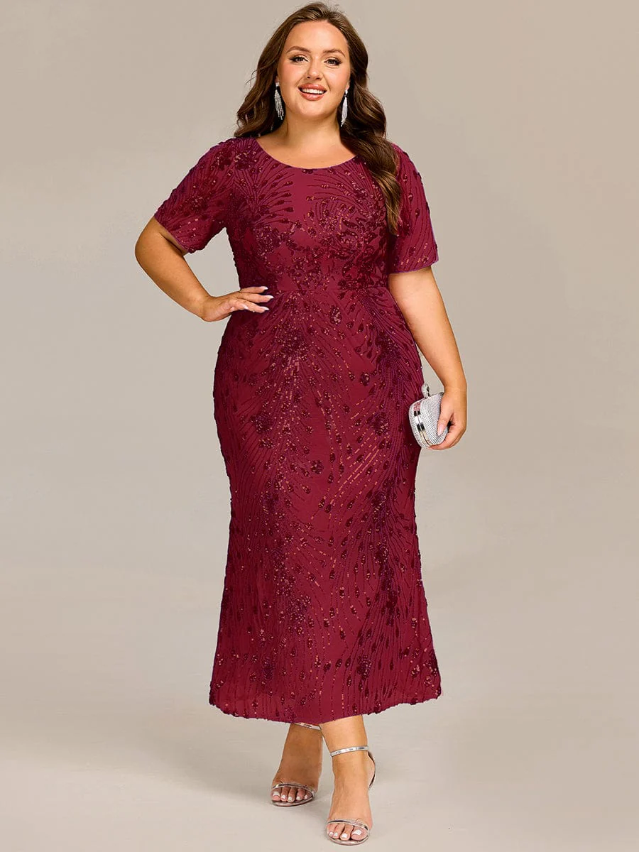 pretty HAYLEN|Plus Size Pleated Sequin Evening Dress - Image 30