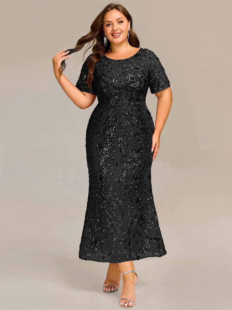 pretty HAYLEN|Plus Size Pleated Sequin Evening Dress - Image 4