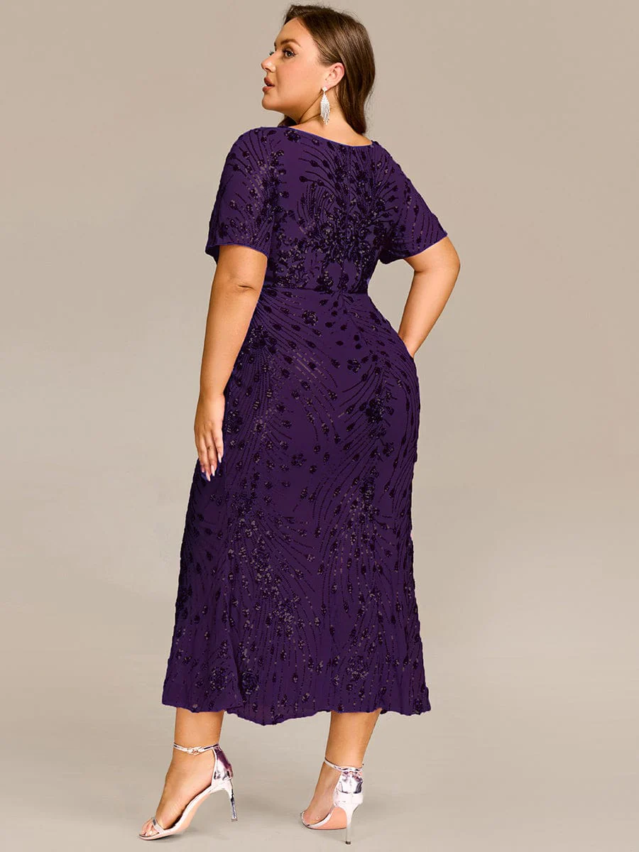 pretty HAYLEN|Plus Size Pleated Sequin Evening Dress - Image 40