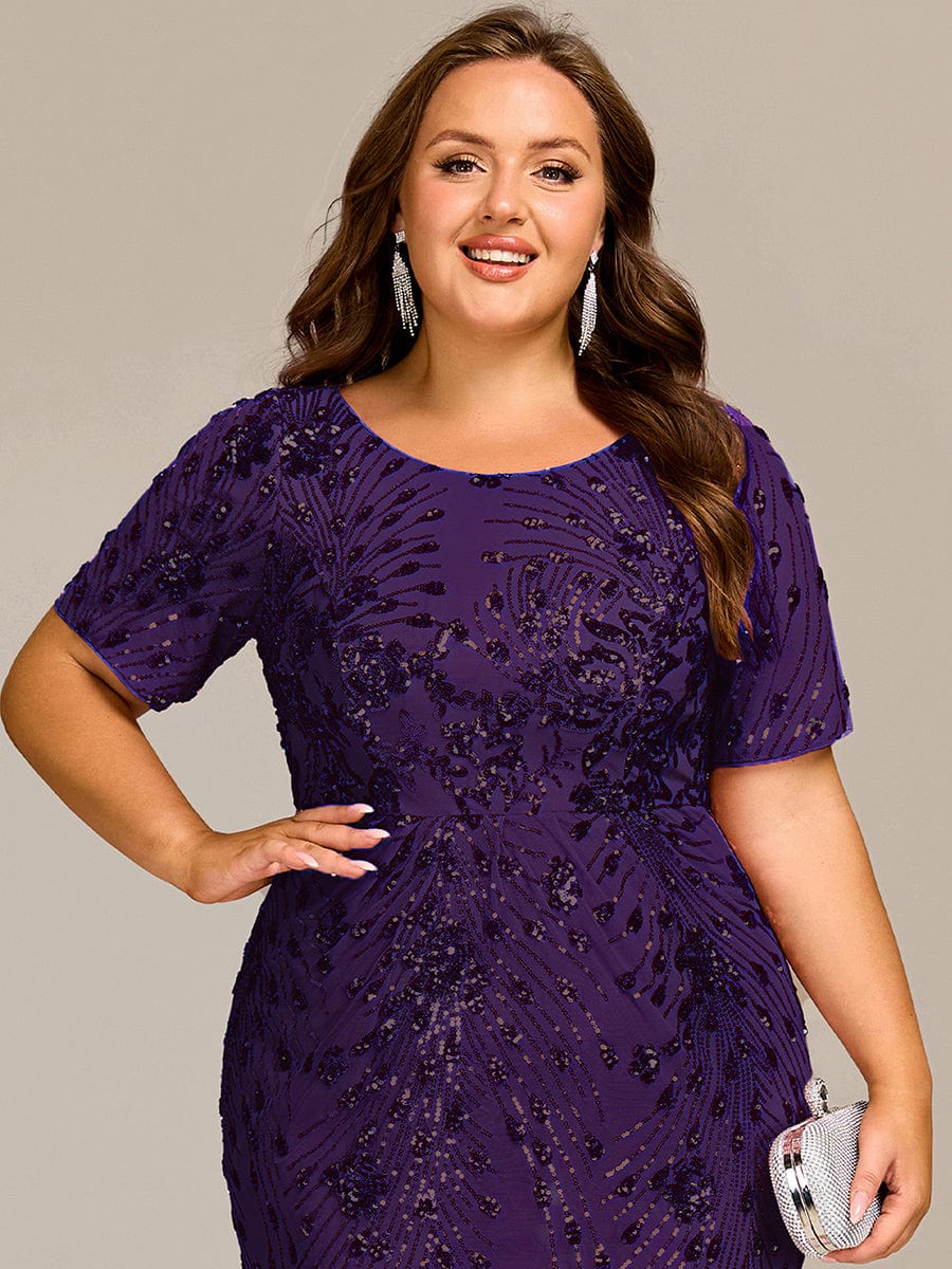 pretty HAYLEN|Plus Size Pleated Sequin Evening Dress - Image 41