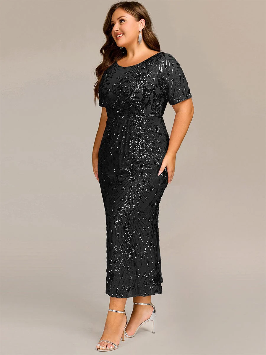 pretty HAYLEN|Plus Size Pleated Sequin Evening Dress - Image 5