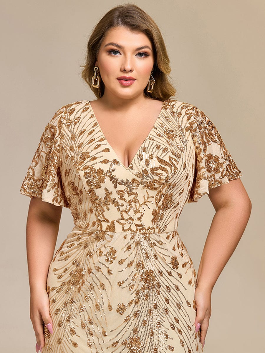 pretty PALMER|Plus Size Sequin Ruffle Sleeve Evening Dress - Image 13