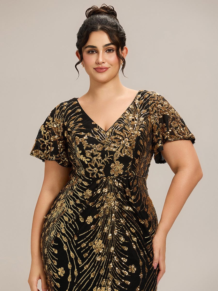 pretty PALMER|Plus Size Sequin Ruffle Sleeve Evening Dress - Image 18