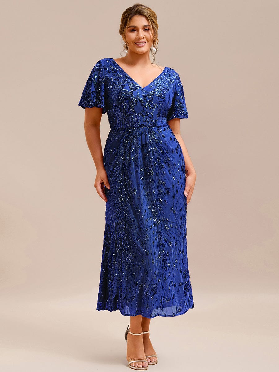 pretty PALMER|Plus Size Sequin Ruffle Sleeve Evening Dress - Image 24