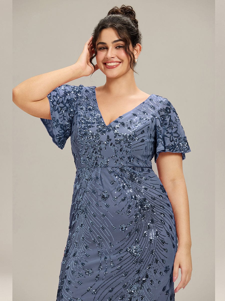 pretty PALMER|Plus Size Sequin Ruffle Sleeve Evening Dress - Image 28