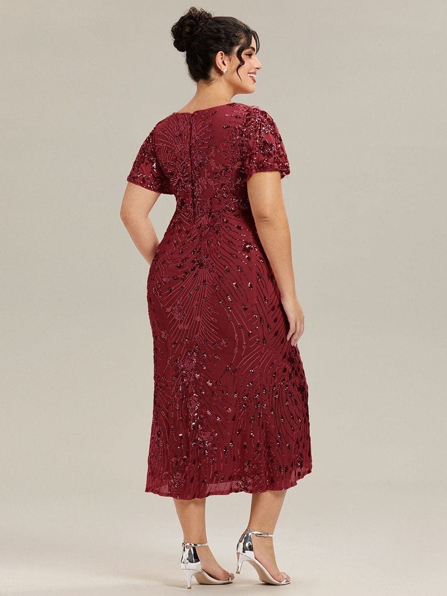 pretty PALMER|Plus Size Sequin Ruffle Sleeve Evening Dress - Image 32
