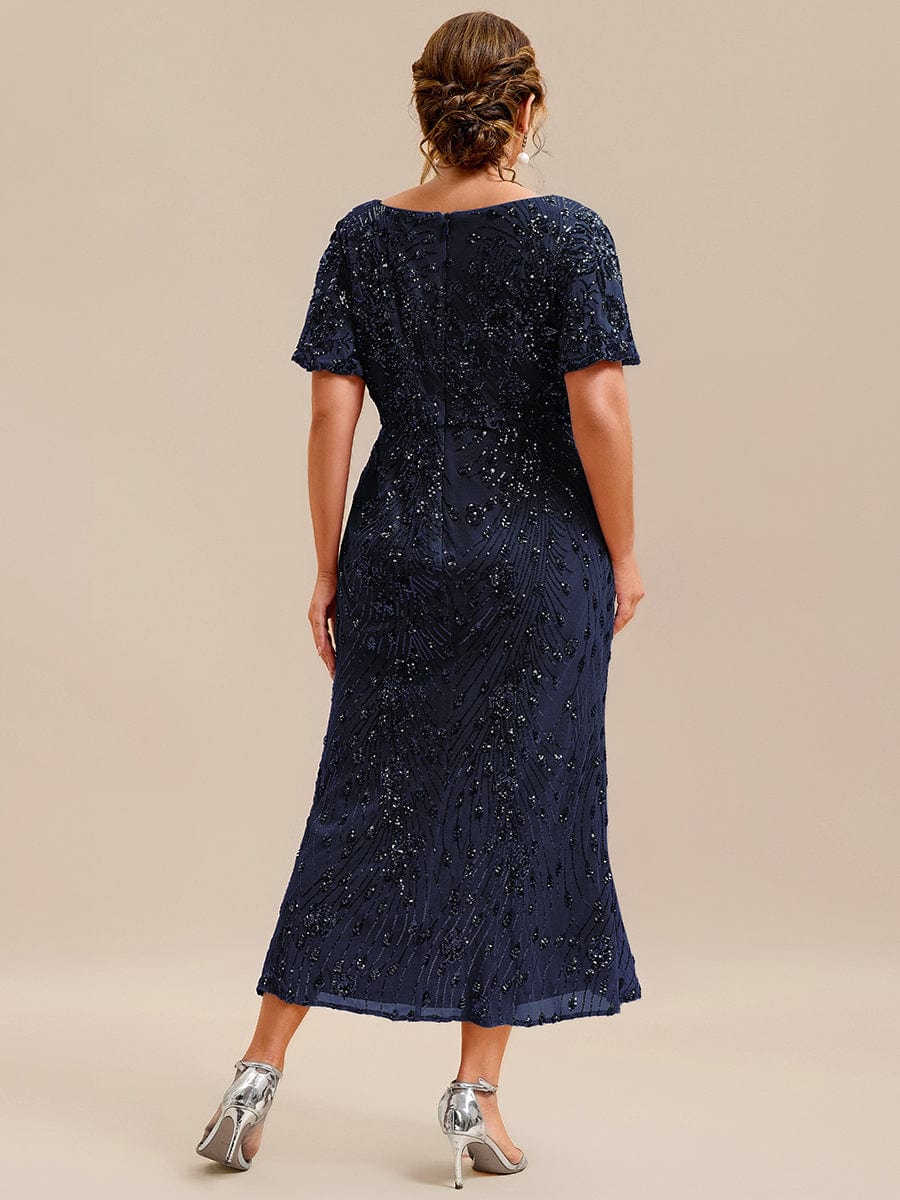 pretty PALMER|Plus Size Sequin Ruffle Sleeve Evening Dress - Image 37