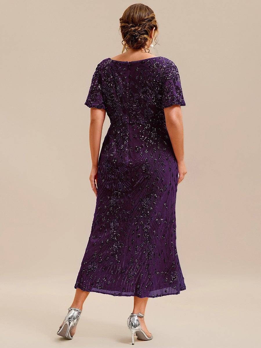 pretty PALMER|Plus Size Sequin Ruffle Sleeve Evening Dress - Image 47
