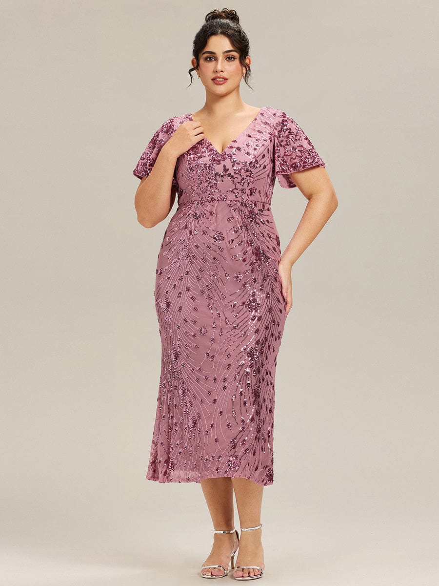 pretty PALMER|Plus Size Sequin Ruffle Sleeve Evening Dress - Image 6