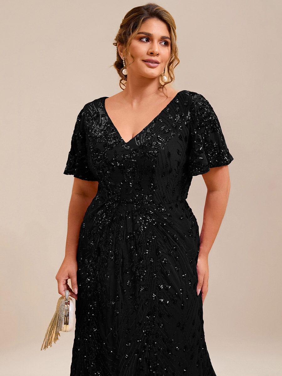 pretty PALMER|Plus Size Sequin Ruffle Sleeve Evening Dress - Image 8