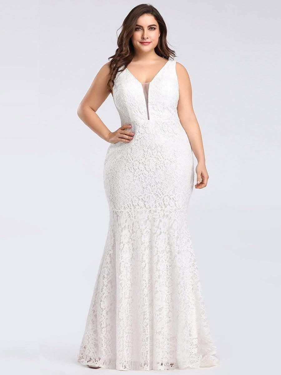 Plus Size V Back Lace Mermaid Evening Dress(Final Sale) - Image 3