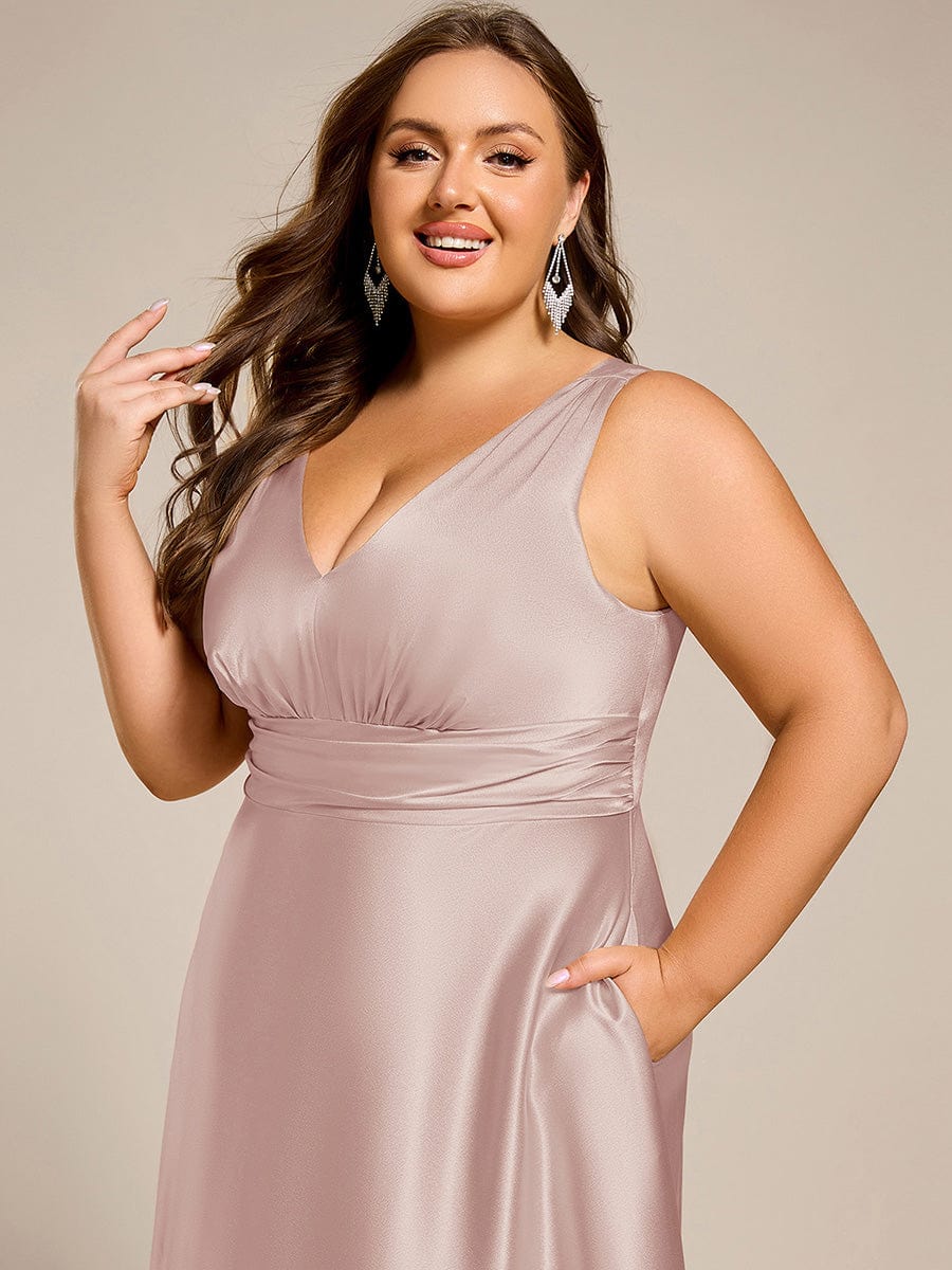 ever INDY|Sleeveless Empire Waist Satin Maxi Bridesmaid Dress With Pockets - Image 83