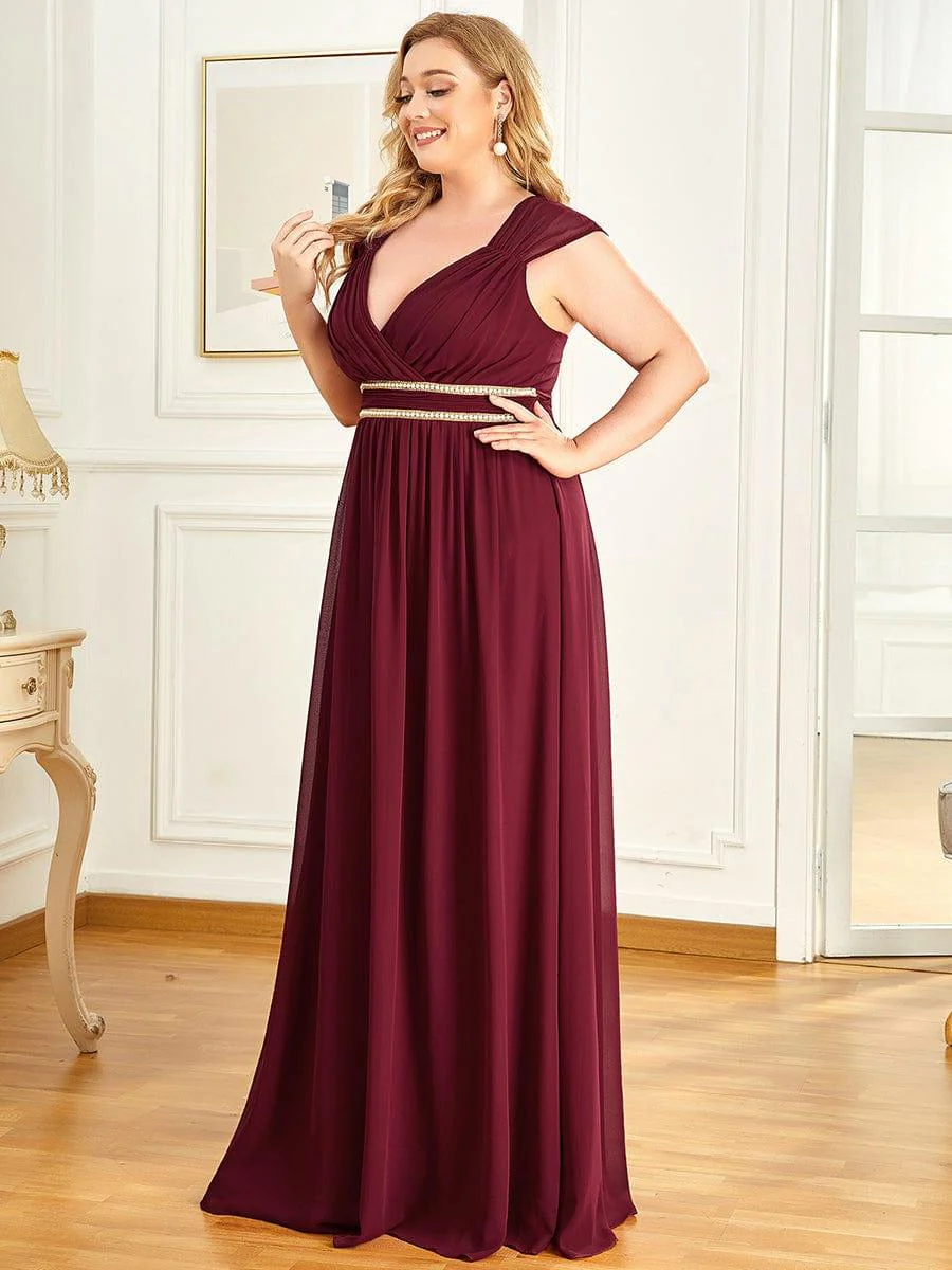 V-Neck Sleeveless Grecian Style Plus Size Evening Dresses - Image 14