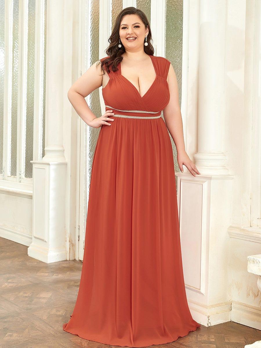 V-Neck Sleeveless Grecian Style Plus Size Evening Dresses - Image 17