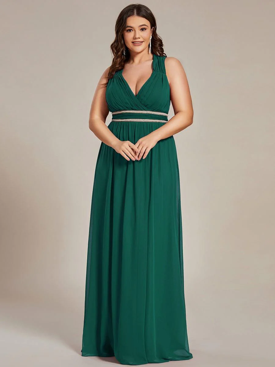 V-Neck Sleeveless Grecian Style Plus Size Evening Dresses - Image 29